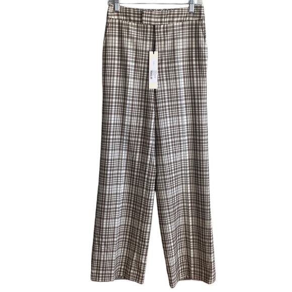 SUISTUDIO Lane Check High Waist Wide Leg Wool Trousers 2 - Picture 1 of 10